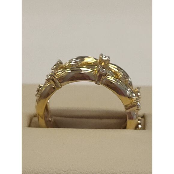 Tiffany & Co. 1992 18kt Yellow Gold Ring Size 6.75 Diamond Basket Weave 9.7 Gram - Picture 4 of 6